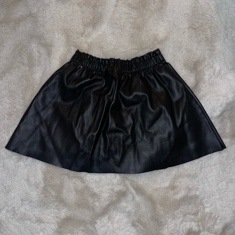 Girls Black Faux Leather Skirt Sz 8